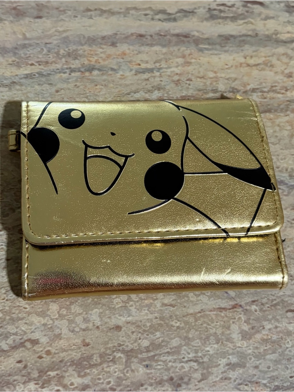 Pikachu Metallic Gold Trifold Wallet